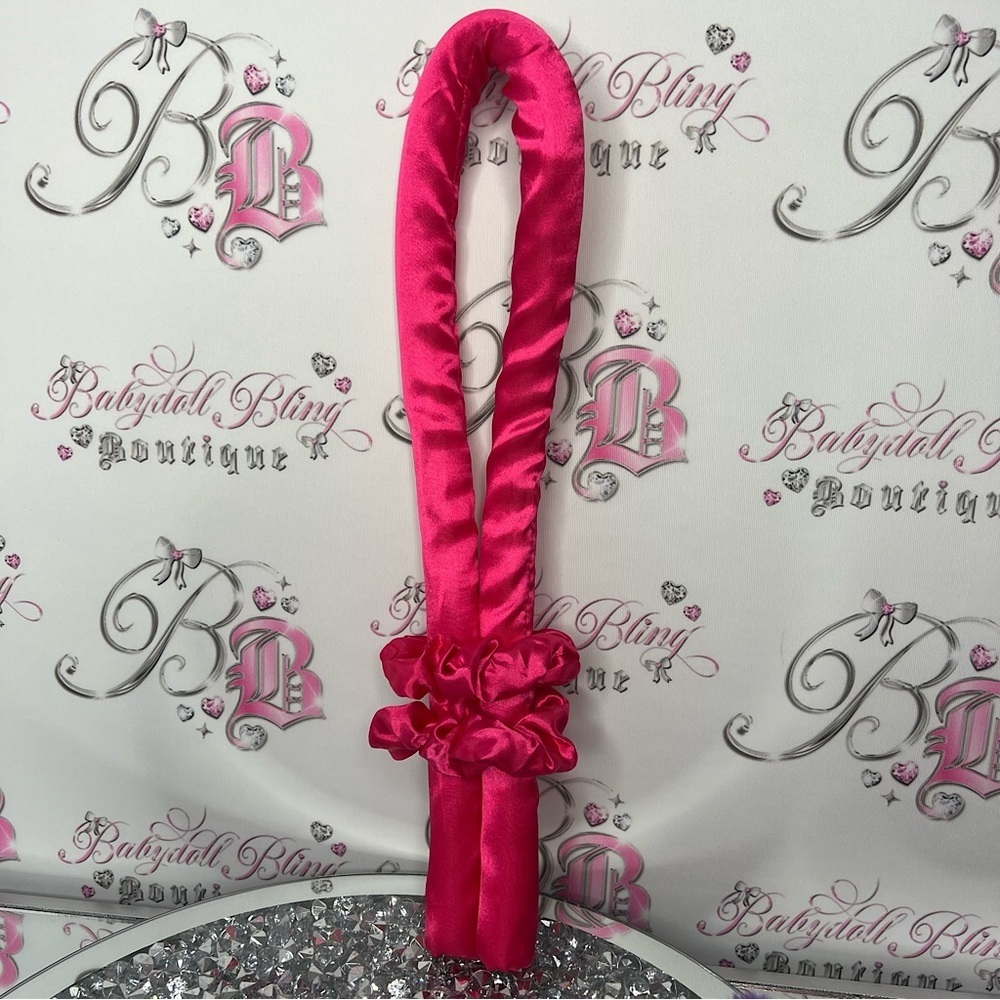 Hair curling heatless rod headband silk with 2 scrunchies wavy curly no heat